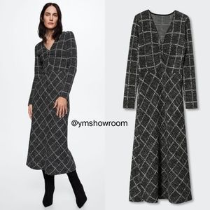 Mango Black and White Checkered Dress